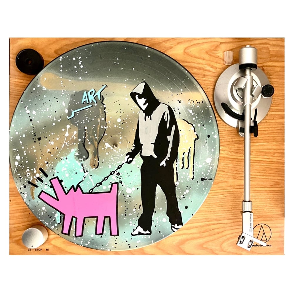 Image of Vinyle Banksy "Choose your Weapon" vert, doré et rose