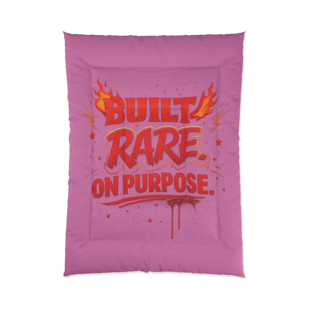 Image of Built Rare On Purpose Pink Comforter — Bold Motivational Bedding
