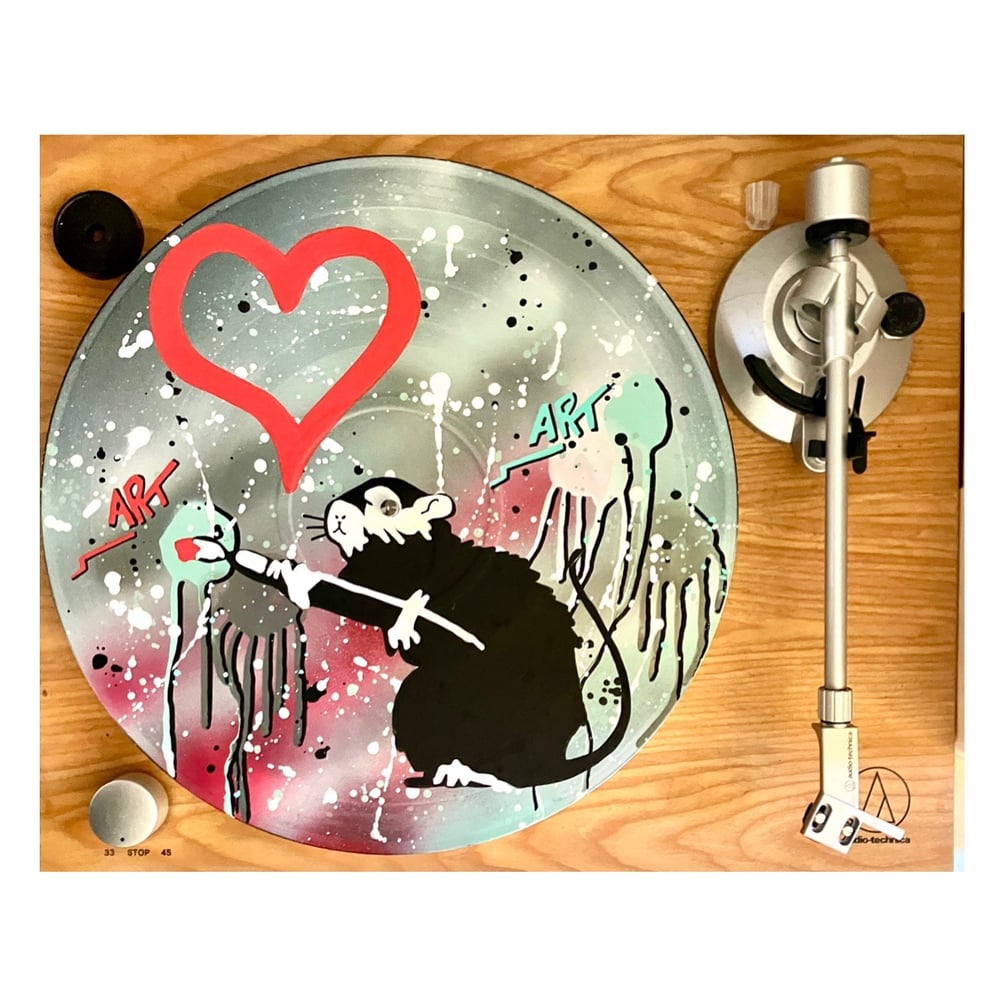 Image of Vinyle Banksy "Love Rat" vert et rouge