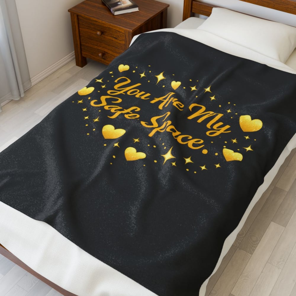 Image of You Are My Safe Space Plush Blanket — Cozy Velveteen Heart Design