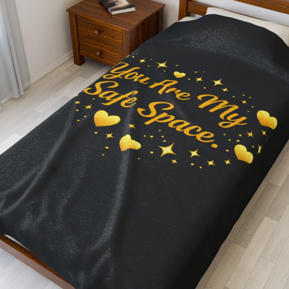 Image of You Are My Safe Space Plush Blanket — Cozy Velveteen Heart Design