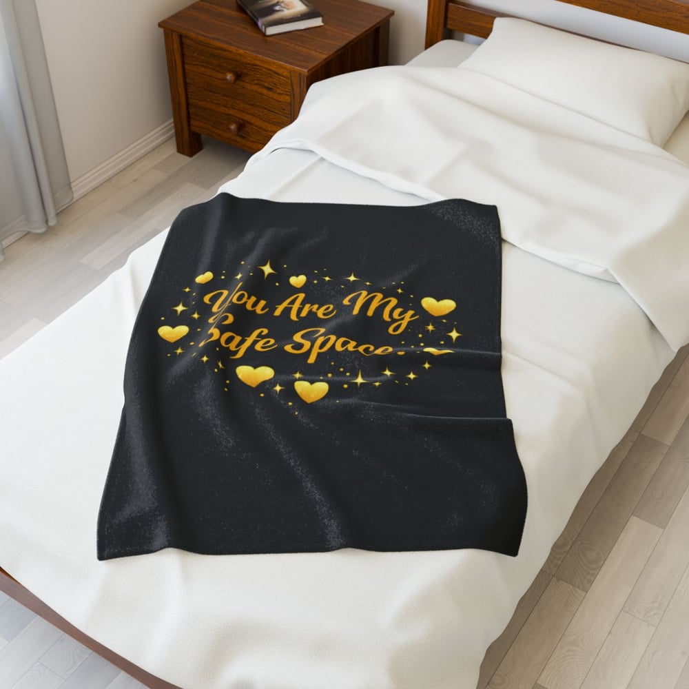 Image of You Are My Safe Space Plush Blanket — Cozy Velveteen Heart Design