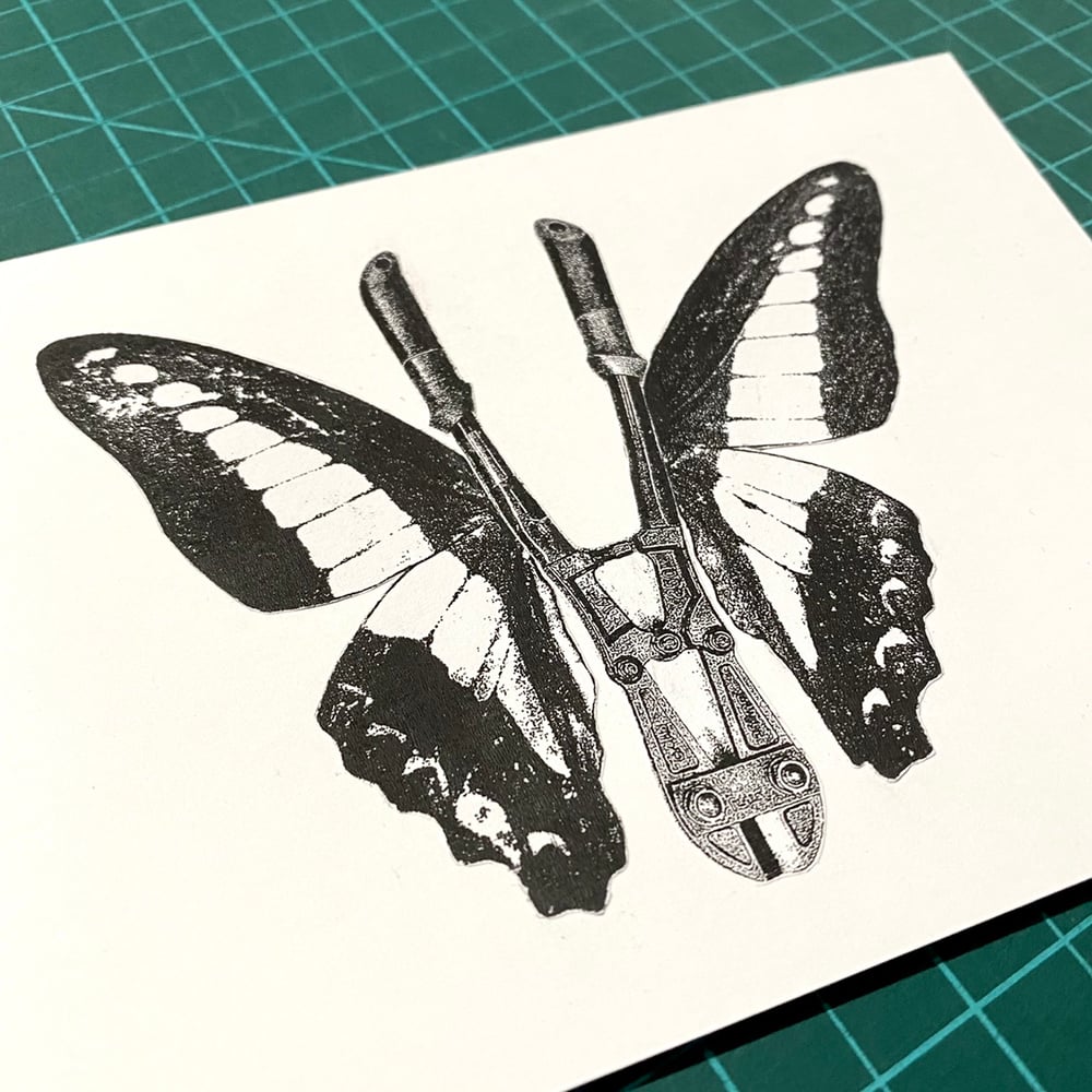 Image of 'butterfly boltcutter' original collage