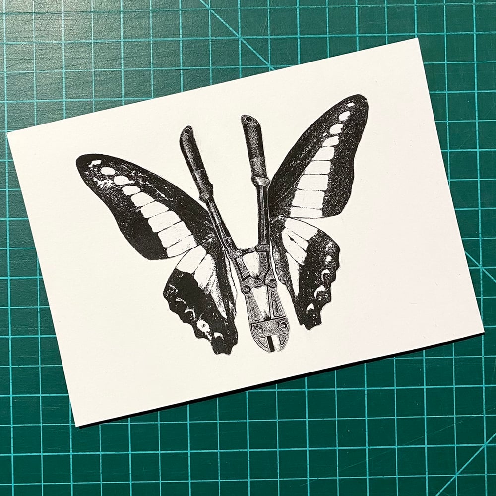 Image of 'butterfly boltcutter' original collage