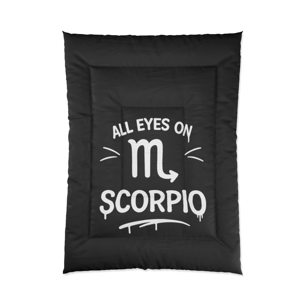 Image of Scorpio Comforter – "All Eyes on Scorpio" Zodiac Bedding, Black Astrological Duvet