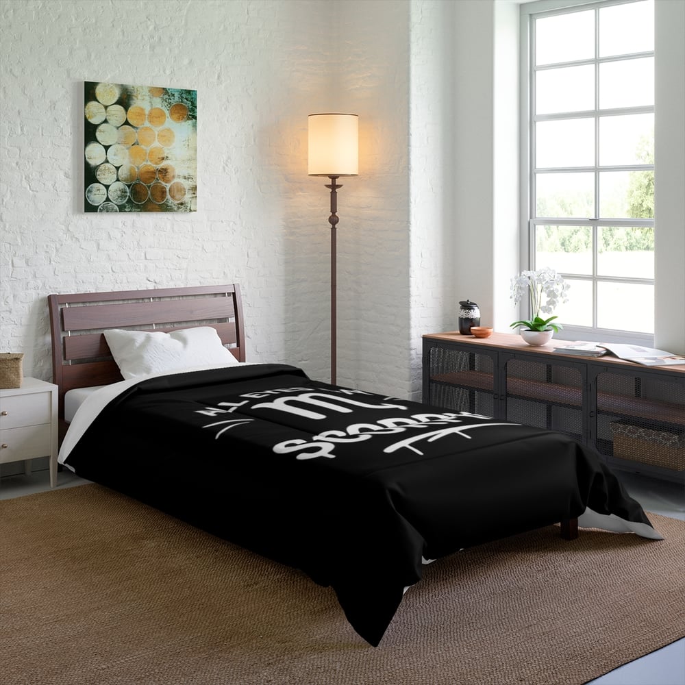 Image of Scorpio Comforter – "All Eyes on Scorpio" Zodiac Bedding, Black Astrological Duvet