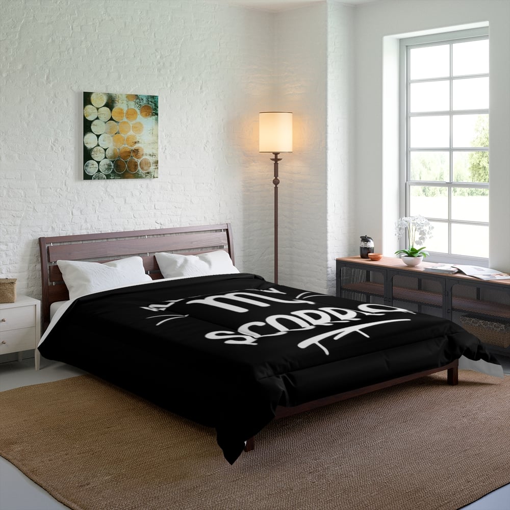 Image of Scorpio Comforter – "All Eyes on Scorpio" Zodiac Bedding, Black Astrological Duvet