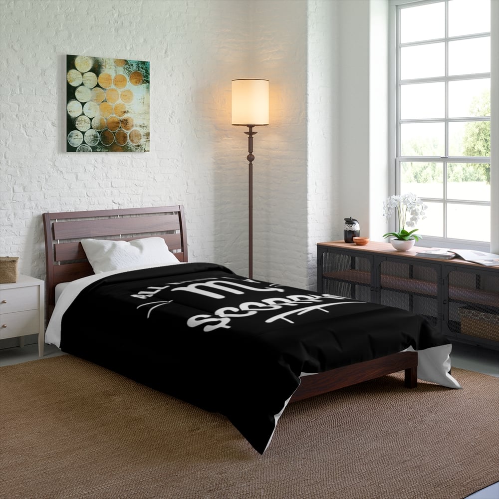 Image of Scorpio Comforter – "All Eyes on Scorpio" Zodiac Bedding, Black Astrological Duvet