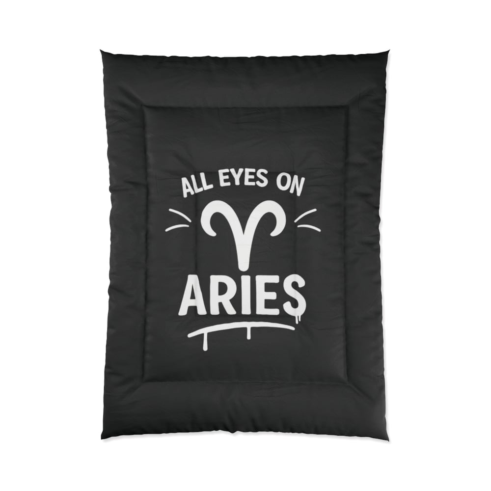 Image of All Eyes On Aries Comforter – Zodiac Ram Astrology Bedding for Aries Fans