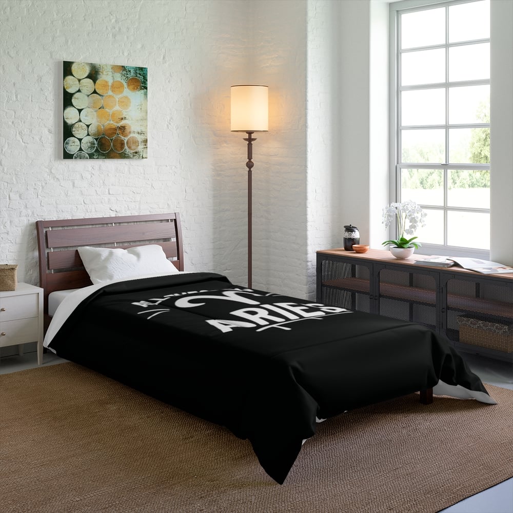Image of All Eyes On Aries Comforter – Zodiac Ram Astrology Bedding for Aries Fans