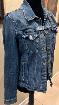 Image 4 of Vintage Blue Denim Jean Jacket America Skull