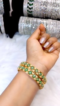 Image 1 of 2 Pieces American Diamond Gold Plated Bangles Set_GPB_1232