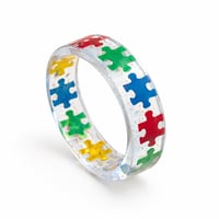 Image 1 of Autism Awareness Puzzle Ring – Colorful Symbol of Love & Understanding
