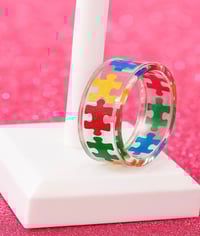 Image 3 of Autism Awareness Puzzle Ring – Colorful Symbol of Love & Understanding