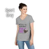 Image 5 of Spare the Dogs (Pug) Women's V-neck T-shirt