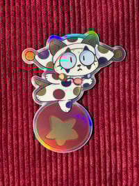 Image 1 of Clown Cat Holographic Sticker