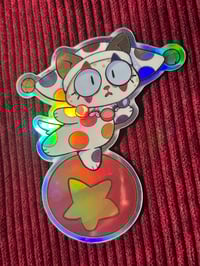 Image 2 of Clown Cat Holographic Sticker