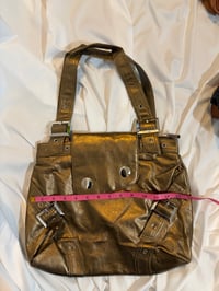 Image 5 of Nicole Y2K deadstock gold bronze  avant garde mcbling shoulder bag silver hardware and buckle detail