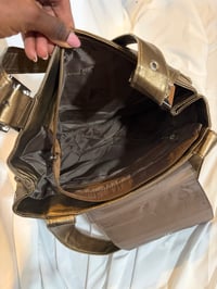 Image 7 of Nicole Y2K deadstock gold bronze  avant garde mcbling shoulder bag silver hardware and buckle detail