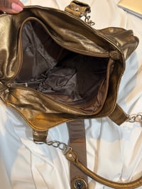 Image 6 of Nicole Y2K deadstock gold bronze avant garde mcbling shoulder bag silver hardware and chain detail