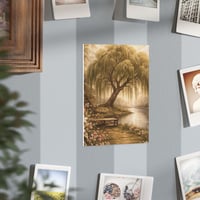 Image 1 of Serene Willow Lake Unframed Print — Tranquil Nature Wall Art