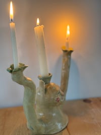 Image 3 of Clay: Yellow cat candlelabra
