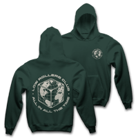 Image 1 of " GLOBAL ENTERPRISE " HEAVYWEIGHT HOODIE - PINE GREEN/BONE