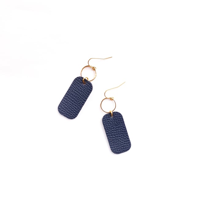 Camila Navy Leather Earrings 