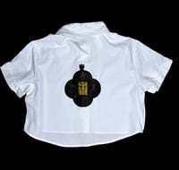 Image 2 of Medieval Cropped White Button Down- Small 4