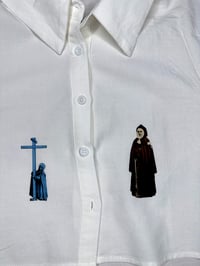 Image 3 of Medieval Cropped White Button Down- Small 4