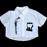 Image 1 of Medieval Cropped White Button Down- Medium 4