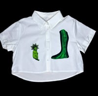 Image 1 of Medieval Cropped White Button Down- Large 4