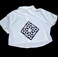 Image 2 of Medieval Cropped White Button Down- Large 4