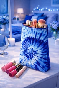 Image 1 of Midnight Ocean Tie-Dye Cosmetic Bag