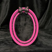 Enamel Pin Frame 4x6 (Pink/ Black Fabric/ Black Bow/Pink & Black Rhinestones)