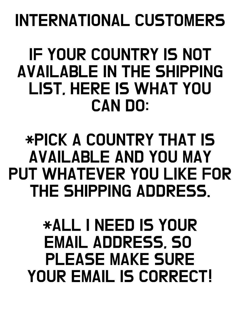 Image of FOR INTERNATIONAL CUSTOMERS