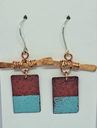Image 2 of Copper bar sea earrings 