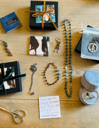 Image 18 of faceted gemstone and sterling silver medallion bracelet
