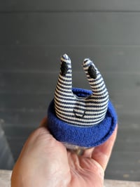 Image 3 of Small Handmade Natural Linen Snail Wearing A Blue Woollen Scarf