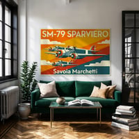 Image 4 of Stampa Fine Art ispirata ad una formazione di SM-79 "SPARVIERO" - Art Déco inspired aviation