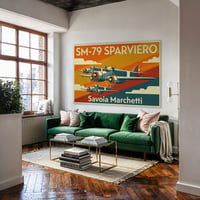 Image 5 of Stampa Fine Art ispirata ad una formazione di SM-79 "SPARVIERO" - Art Déco inspired aviation