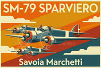 Image 3 of Stampa Fine Art ispirata ad una formazione di SM-79 "SPARVIERO" - Art Déco inspired aviation
