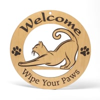 Image 4 of Rustic Cat Welcome Sign | Engraved Wooden Cat Door Décor | Cat Lover Gift