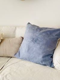 Image 2 of Antique damask linen cushion