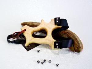 Image of Tiger Maple Wooden Sling Shot, The Hooligan, OOAK handmade Wood Catapult, OTF Slingshot