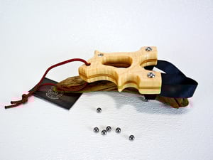 Image of Tiger Maple Wooden Sling Shot, The Hooligan, OOAK handmade Wood Catapult, OTF Slingshot