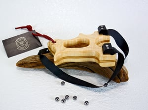 Image of Tiger Maple Wooden Sling Shot, The Hooligan, OOAK handmade Wood Catapult, OTF Slingshot