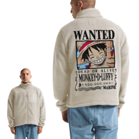 Embroidered Wanted Poster Sherpa Fleece Jacket