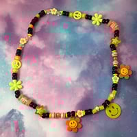Image 1 of Dark Sunshine Smiley Daisy Kandi Necklace