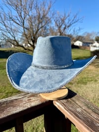 Image 6 of “Denim and Diamonds” Rhinestone Cowboy Hat, Covered Suede Heart Shaped Bedazzled Hats